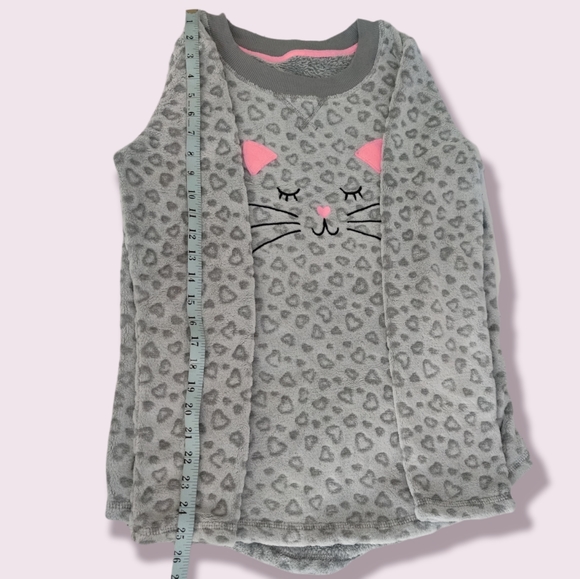 Super Soft Grey Fleece Pajama Shirt with Cat Design - Picture 5 of 8